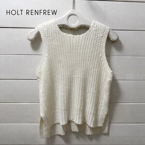 HOLT RENFREW White Knit Sleeveless Vest – Size P (Small)